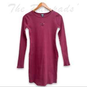 NWT Wild Fable Opulent Red Long-sleeve Embroidered Butterfly Mini Dress